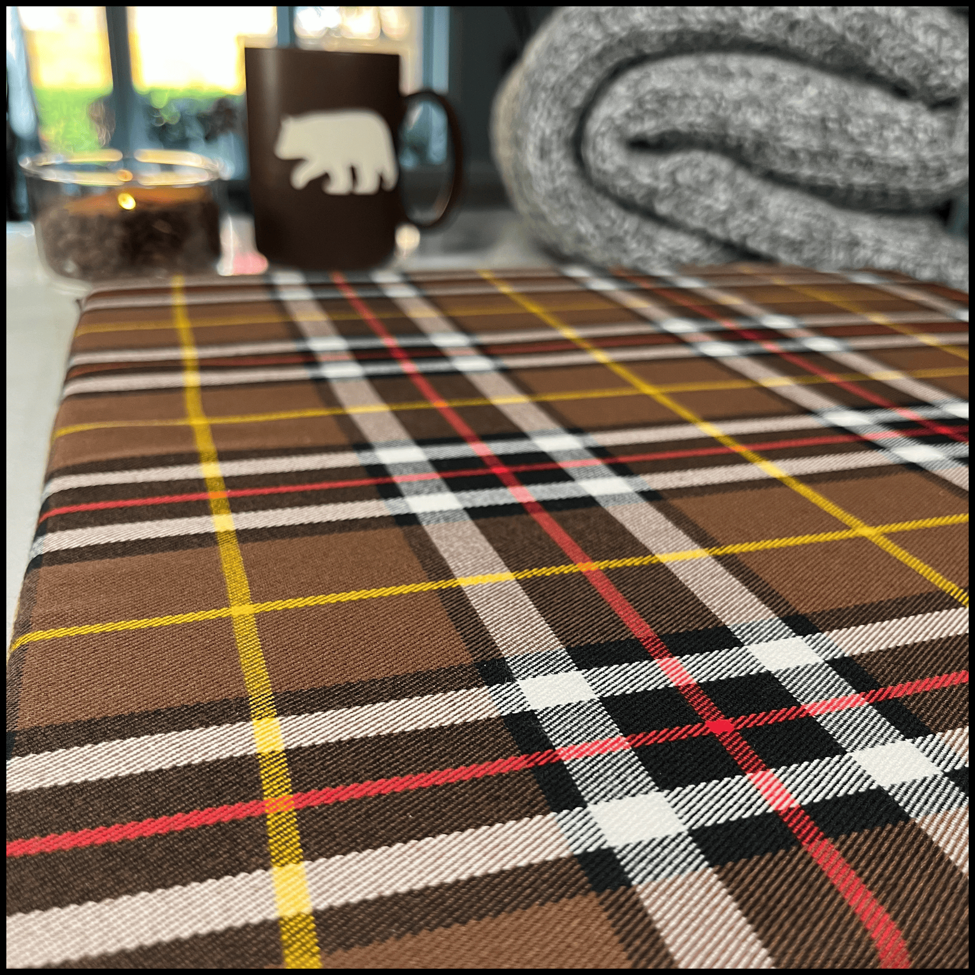 British Plaid Kushee - Luxurious Portable Seat Cushion